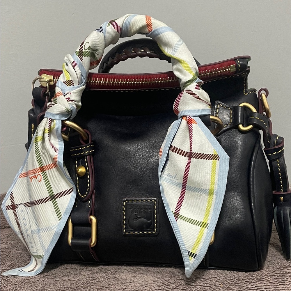 Dooney & Bourke Nano Rare Blue Leather Handbag with Scarf Accent never used